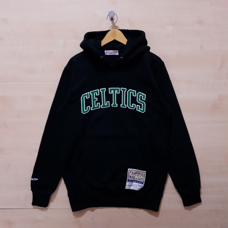 JAKET HOODIE SWEATER CELTICS MITCHELL AND NESS HITAM ORIGINAL