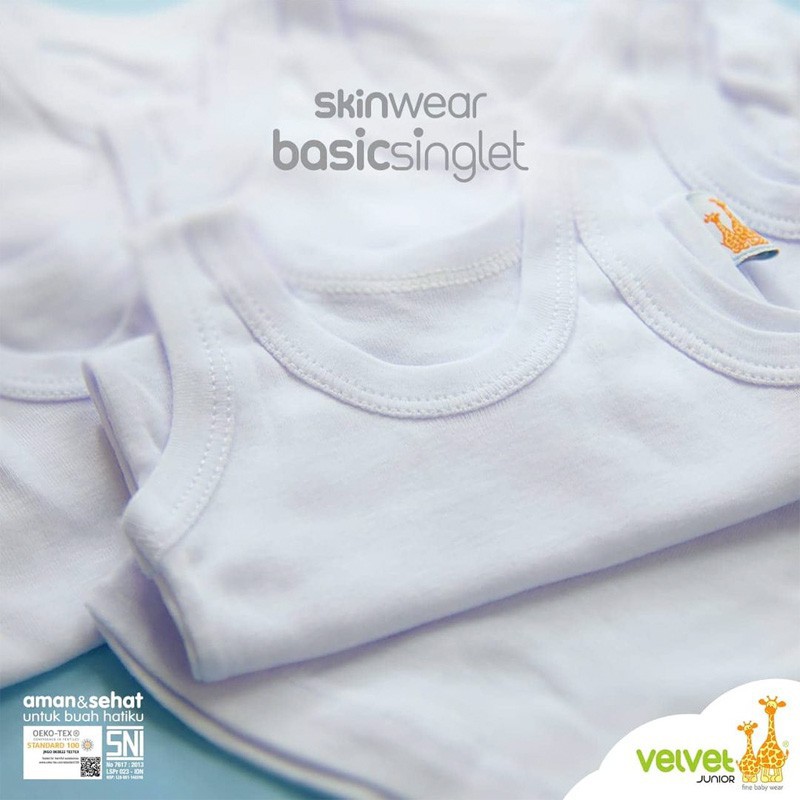 Velvet Junior Singlet (Kaos Dalam) Bayi &amp; Anak (0-7 Thn) Putih Polos