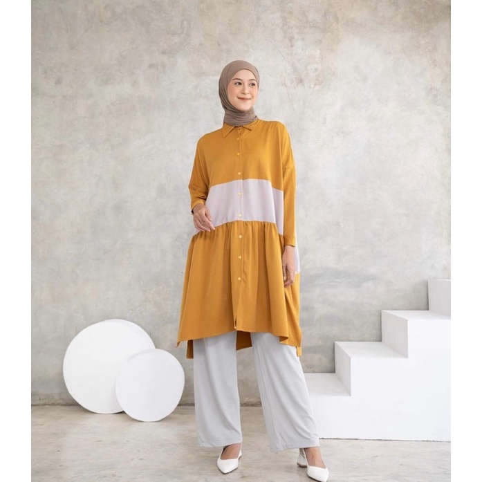 (DBY) TUNIK KEMEJA MAUDYA OVERSIZE RUFFLE DAILY BUSUR DRESS RAYON