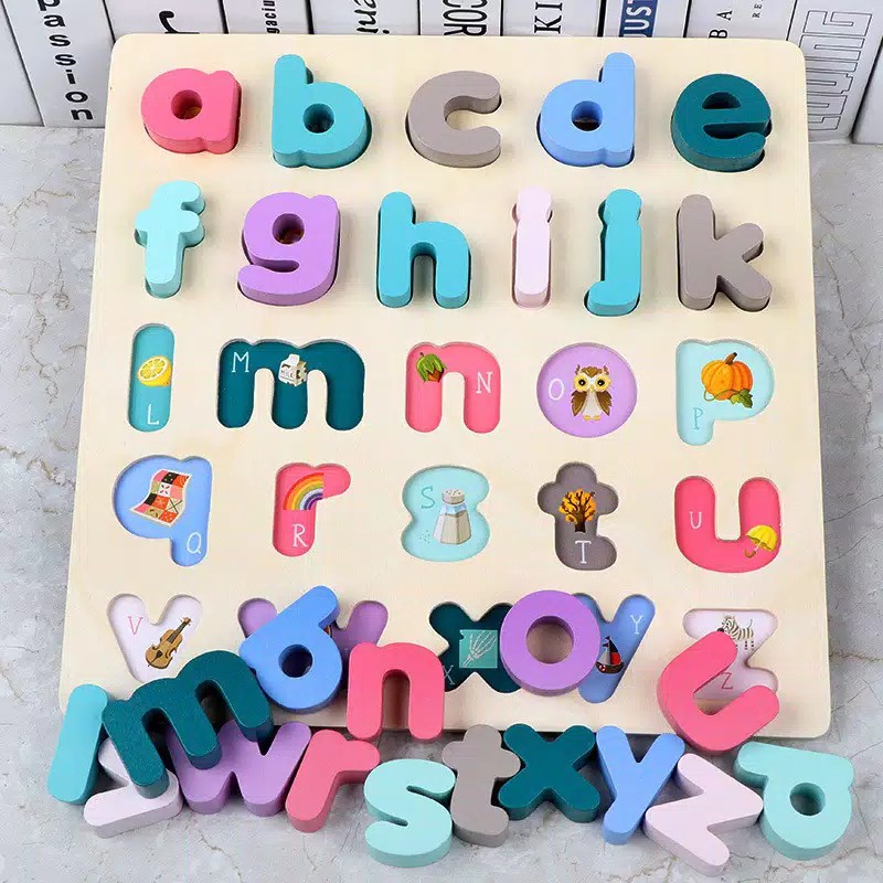 Ohye Chunky Puzzle Pastel Puzzle Alphabet Puzzle Angka Puzzle Alfabet Wooden Puzzle Anak Puzzle Kayu Jigsaw Puzzle 3D Mainan Edukasi Anak