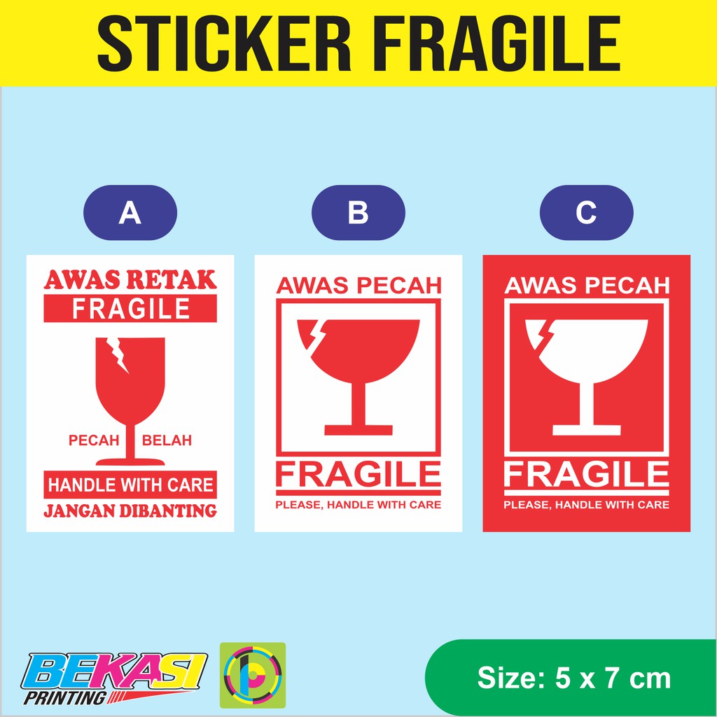 

Sticker Pengiriman Fragile Awas Retak Pecah Please Handle With Care Jangan Dibanting 5x7 cm