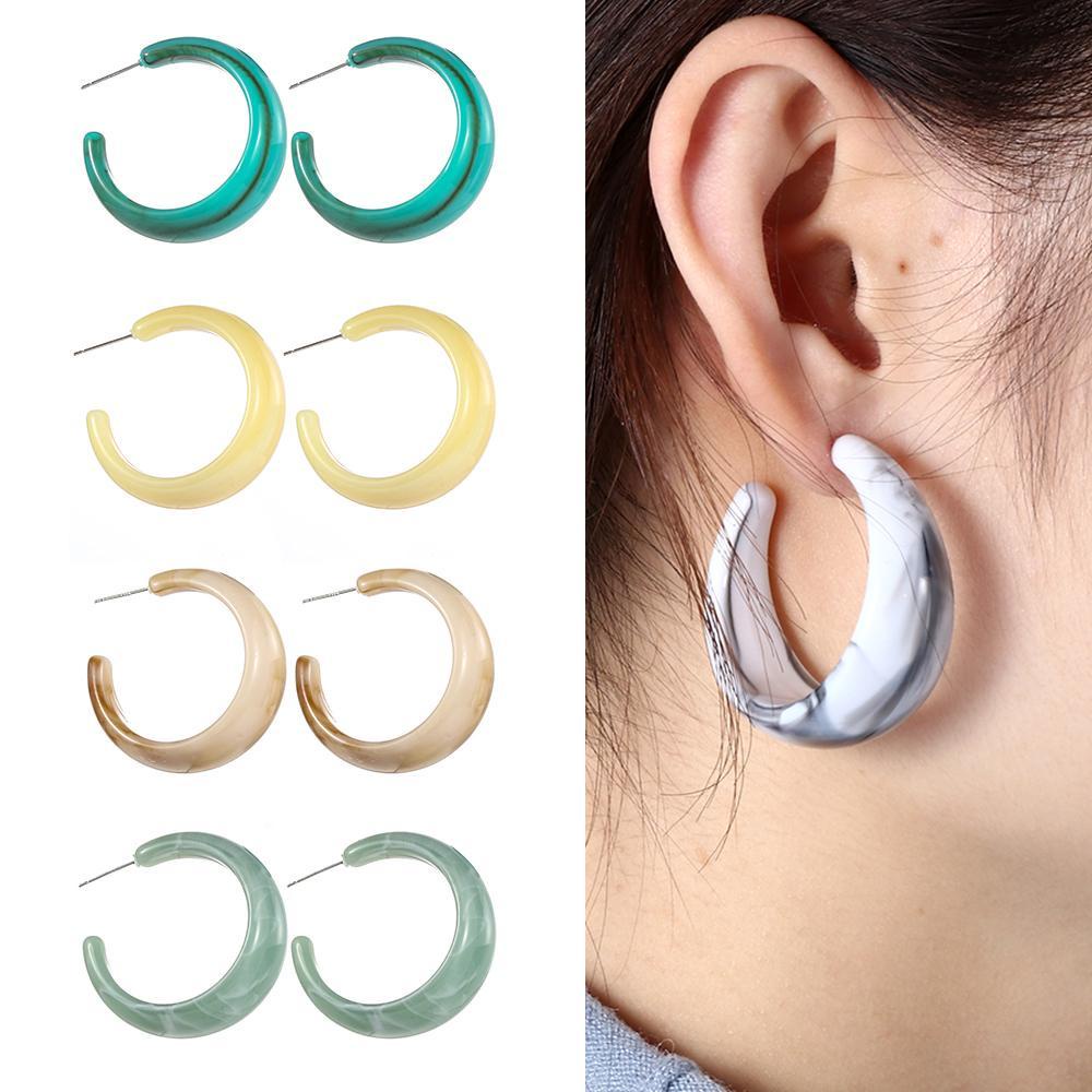 Lily Acrylic Colorful Earrings Statement Hadiah Untuk Wanita Hoop Menjuntai Earrings Asam Asetat