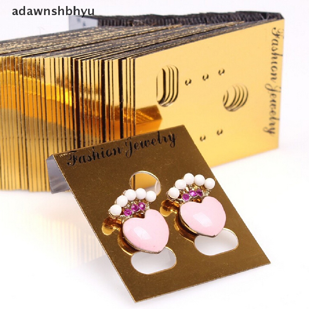 [adawnshbhyu] 100x Gold Profesional Type Plastic Earring Ear Studs Holder Display Gantung Kartu,