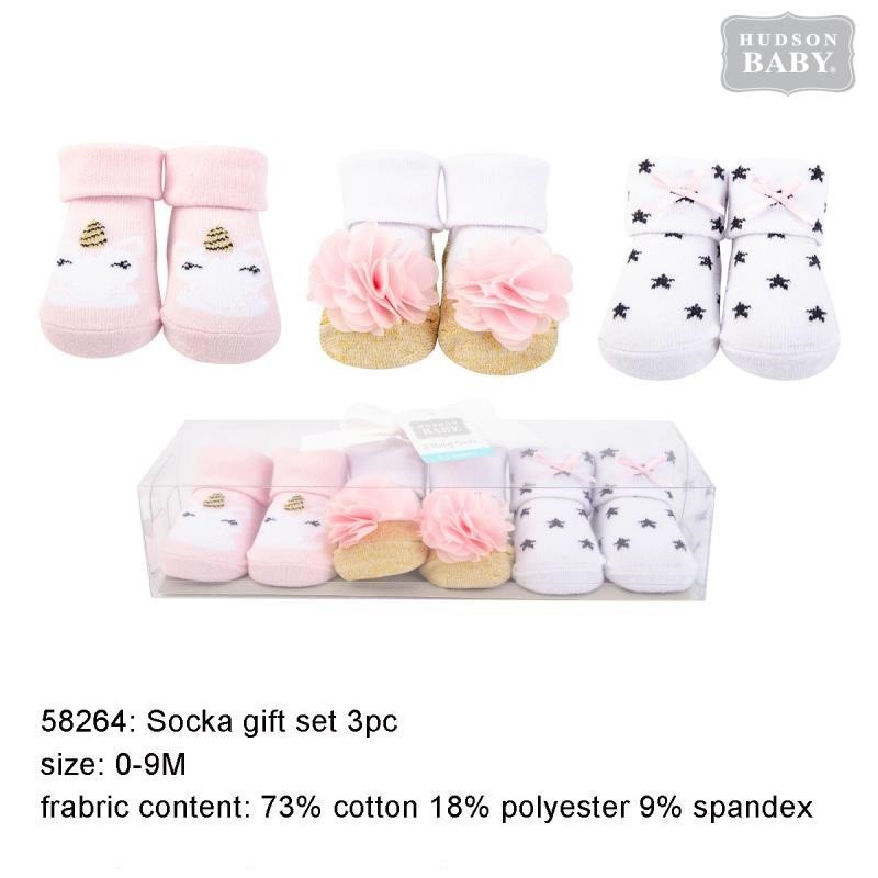 Hudson Baby Sock Gift Set 3 Pair Socks / Kaus Kaki Bayi 0-9 Bulan 3 Pasang/Pack (Motif Random Boleh Chat Terlebih Dahulu ya Bun)