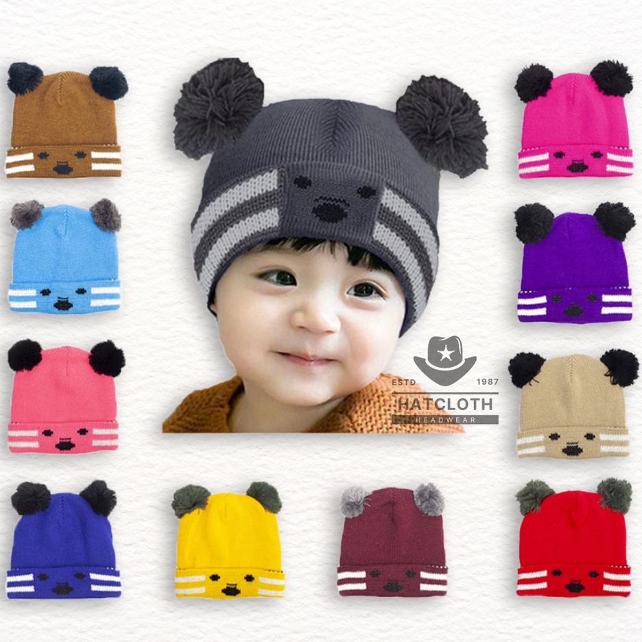 bobo_store03 - TOPI ANAK TOPI RAJUT POMPOM KOALA TOPI BAYI KOALA RAJUT