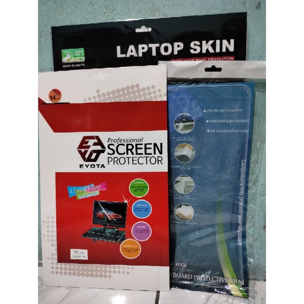 PAKET 3in1 ANTI GORES NOTEBOOK 14 INCH, PELINDUNG KEYBOARD, Pelindung Body Luar Laptop untuk 14&quot;EYOT