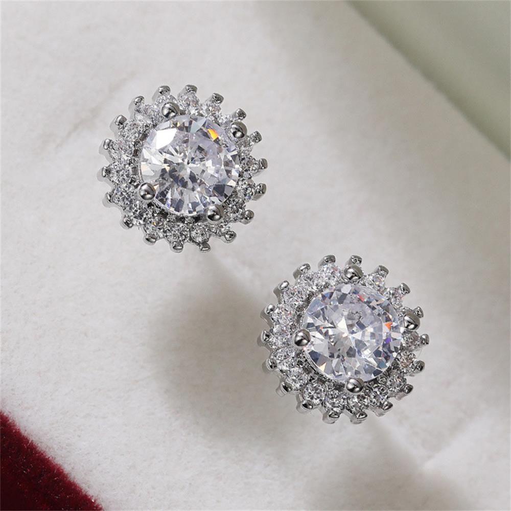 Solighter Cubic Zirconia Anting Tindik Hadiah Pertunangan Pernikahan Perhiasan Fashion