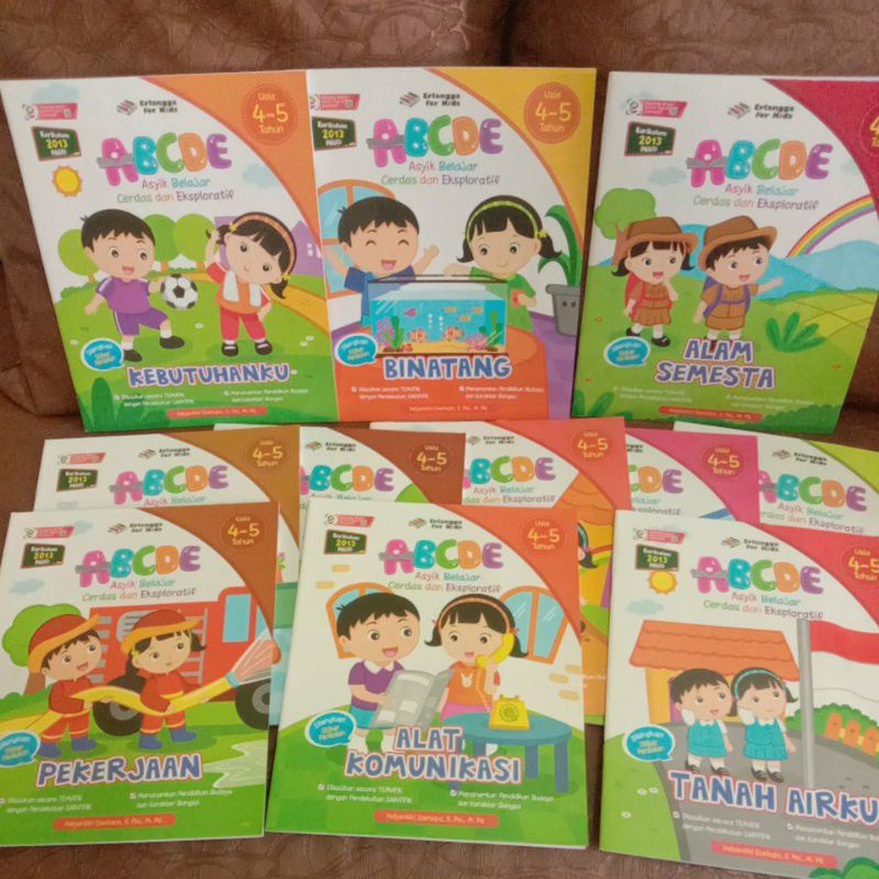 BUKU PAKET 11 BUKU  ERLANGGA FOR KIDS ASYIK BELAJAR CERDAS DAN EKSPLORATIF USIA 4-5 TAHUN K13 PAUD