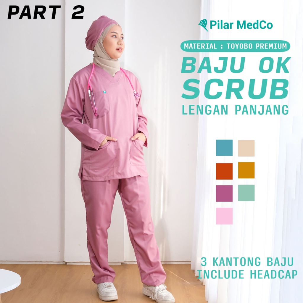 Jual Baju Ok Lengan Panjang | Baju Scrub Medis Lengan Panjang | Bahan