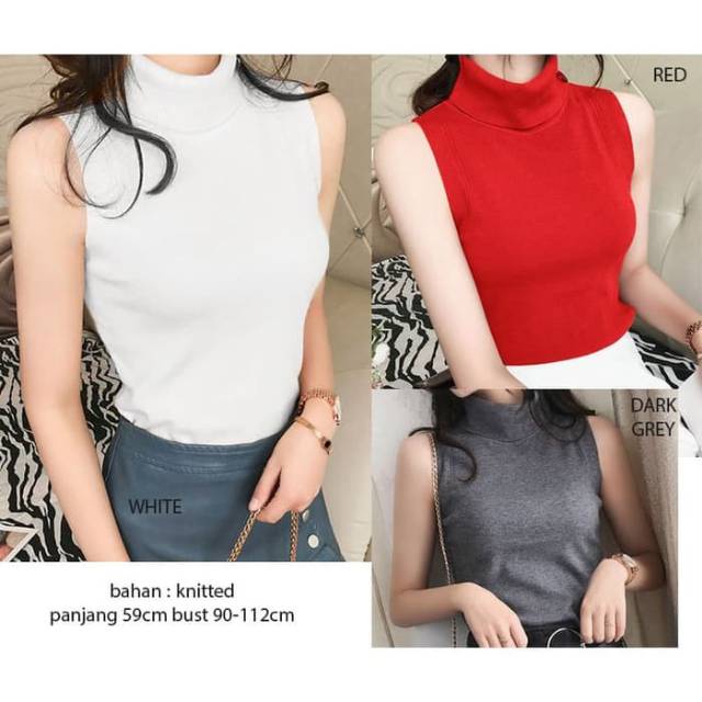 [RAJUT NYAMAN] Turtleneck Blouse tanpa lengan
