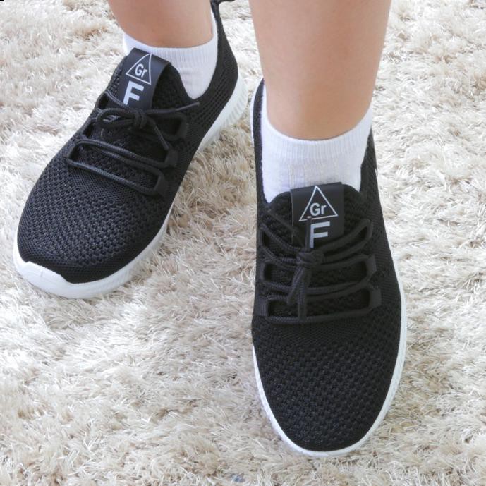 ōAA [ASLI IMPORT] Sepatu Sneakers Wanita Black Fashion Korea ORI IMPORT Non Lokal Bogor Size 36-4 LA