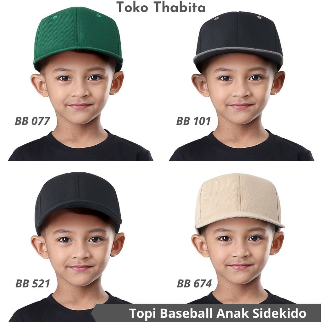 Topi Baseball Anak Laki Perempuan Polos Warna Hijau Biru Hitam Cream Bahan Twill