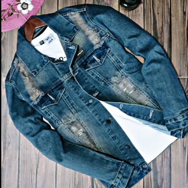 JAKET PREMIUM JEANS PRIA SOBEK / RIPPED DESTROY PREMIUM   / JAKET PREMIUM DENIM LEVIS  TERLARIS