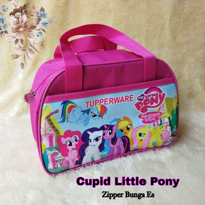 Tas Jinjing Cupid  Little Pony ( Zipper bunga es )  / tas bekal makan / tas souvenir