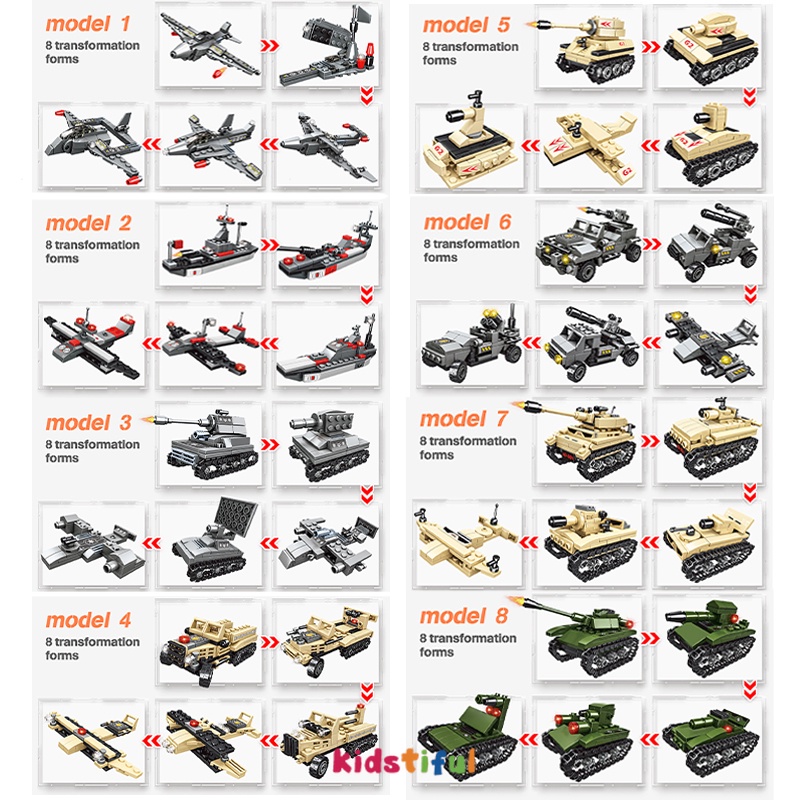 Mainan Anak Laki Laki 1000Pcs Tangki Tank WW2 Mainan Balok Mainan Edukasi