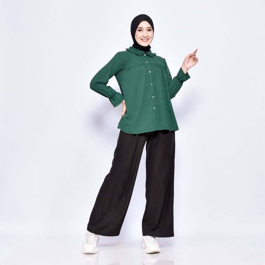 KEMEJA BLOUSE KERAH REMPEL HANSA SWAL KRINKLE SHIRT PREMIUM SHIRT B386