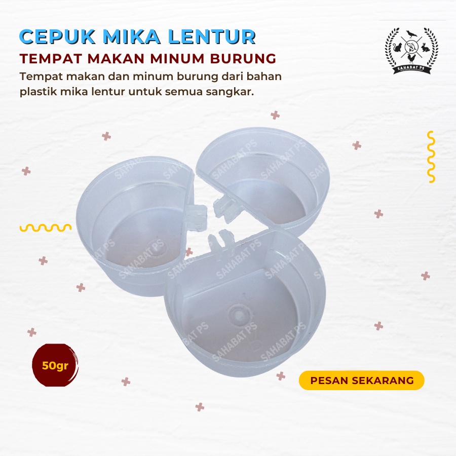 CEPUK MIKA LENTUR TEMPAT PAKAN MINUM BURUNG LOVEBIRD MURAI