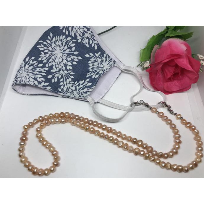 TALI STRAP PENGAIT MASKER MUTIARA AIR TAWAR ASLI - PUTIH