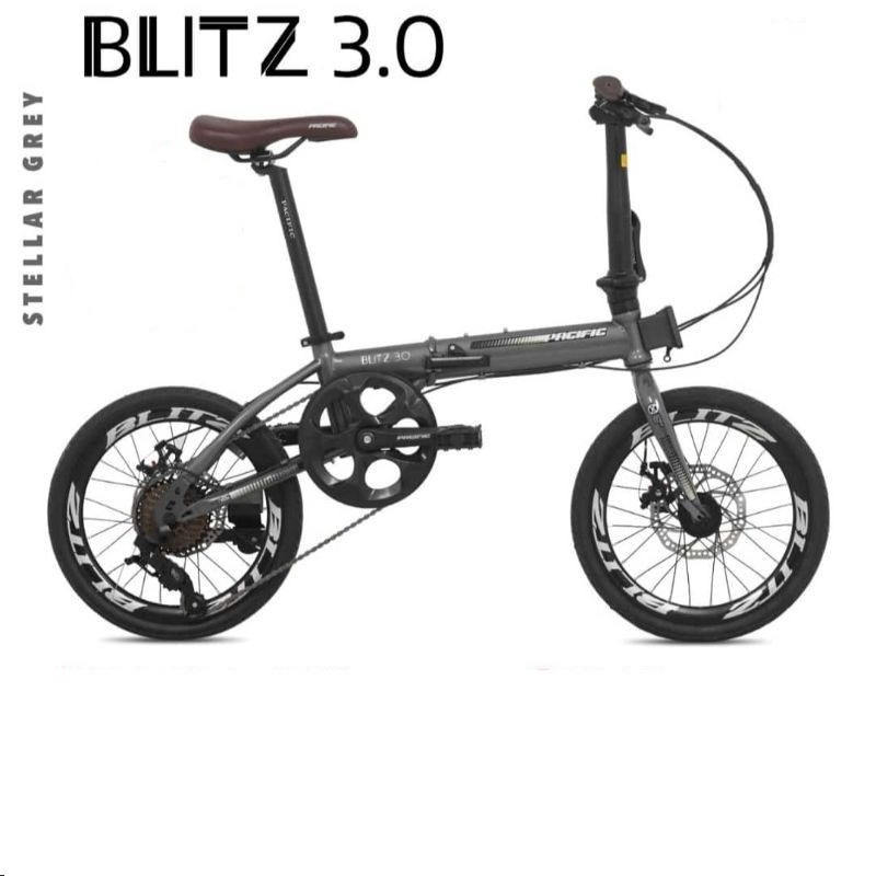 Instan Sepeda Lipat Pacific BLITZ 3.0 16 Inch Steel 1x9Speed Garansi SNI-3