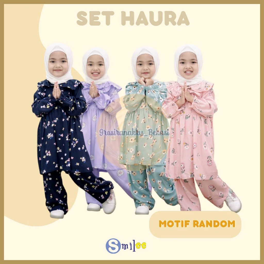 Setelan Rayon Anak Muslim Haura Smile Size 1-5th