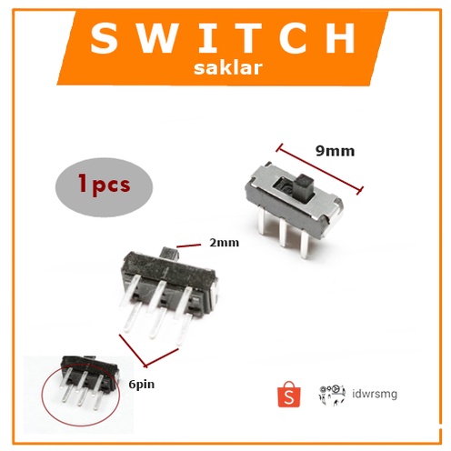 6P Saklar Geser Mini Toggle Switch Slide DIP Vertikal 6 pin Saklar mini 6 p