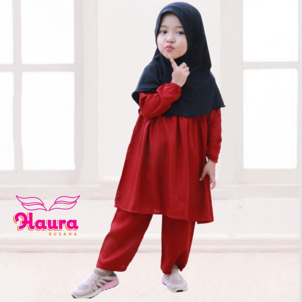 HAURA BAJU SETELAN ANAK SETCEL ONESET