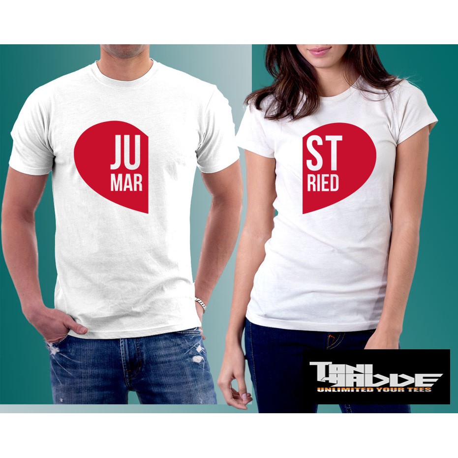 Kaos Distro couple putih Just Married Keren