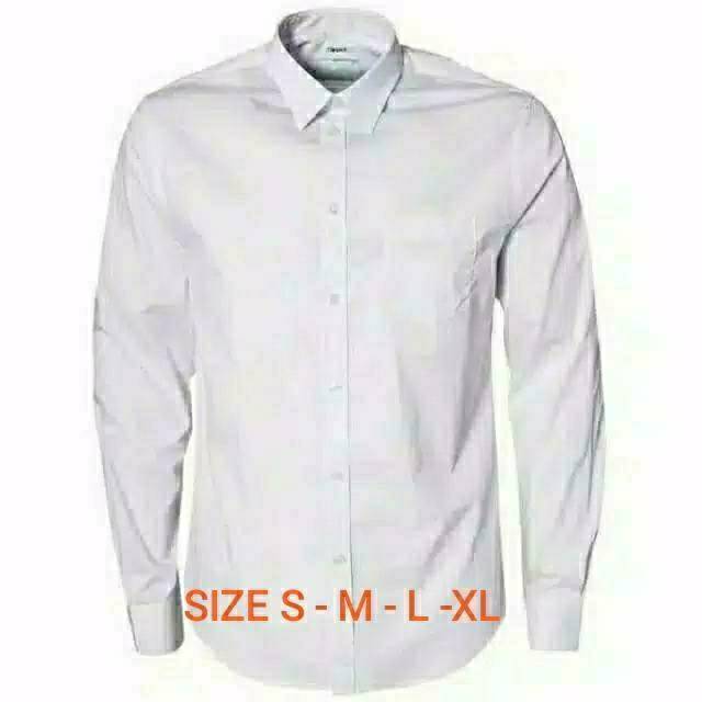 Kemeja  Polos S-XXL Lengan Panjang Formal Kerja Bahan Katun Jepang