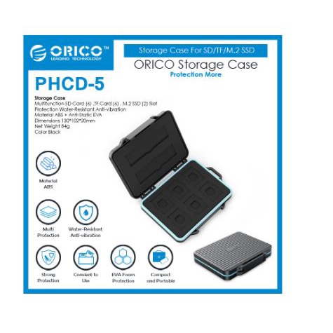 Storage hardcase orico 2.5&quot; m2 ssd Tf micro sd card reader anti shock dust water proof phcd-5 phcd5 - Pouch Hard case protector box