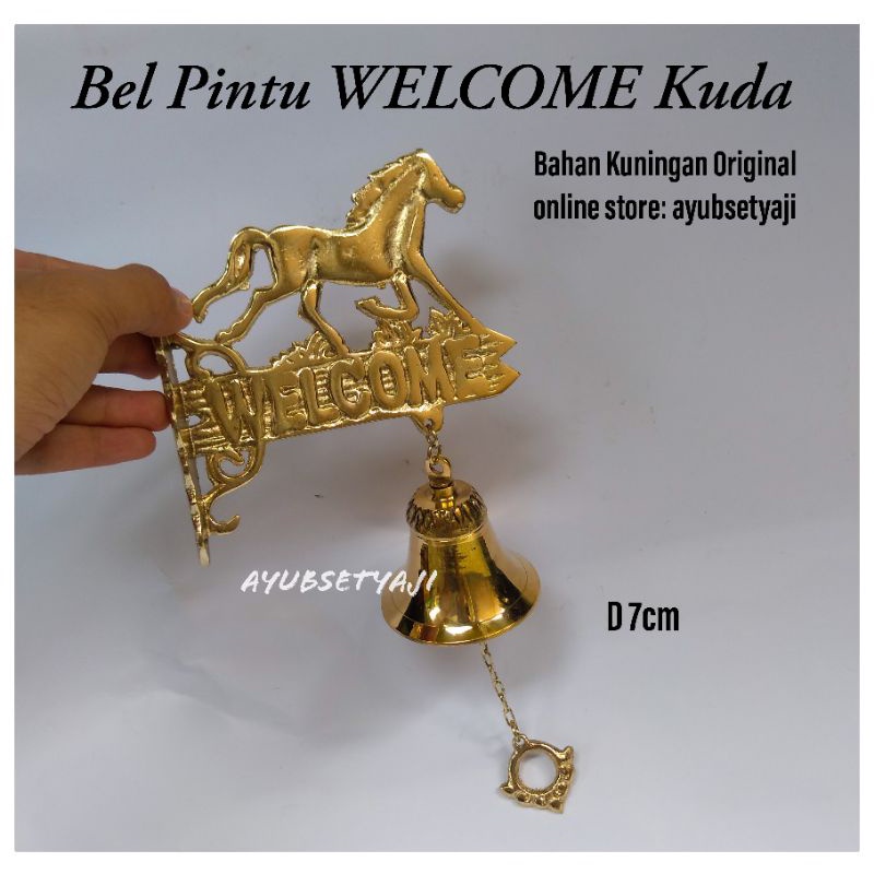 Bel Pintu Rumah WELCOME Kuda Bel Pintu Lonceng Rumah Warna Gold Klinting Krincing Bel Pagar Lonceng 