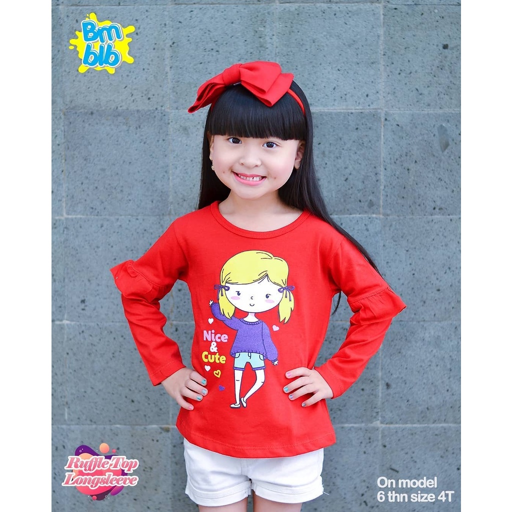 KAOS ANAK PEREMPUAN LENGAN PANJANG RUFFLE