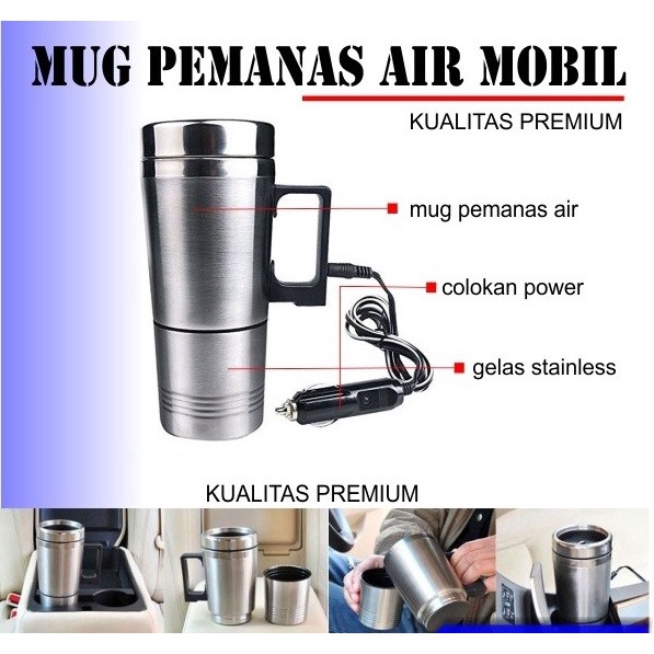 BAROKAH GAMIS CUP Pemanas Air Elektrik Di Mobil Car Mug Water Heater stainless 500ml