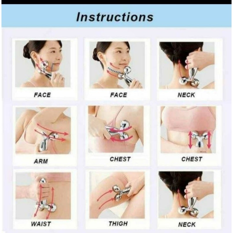 3D Massager / Alat pijat manual / Alat pijat wajah - Silver