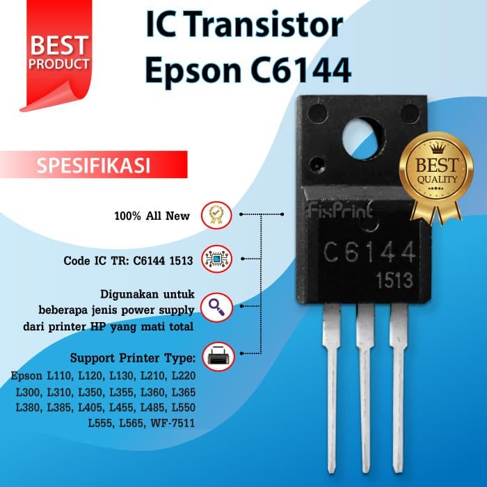 IC Transistor C6144 TR Mainboard Epson L1110 L1210 L3100 L3110 L3210 L3116 L3150 L3156 L5190 L5290