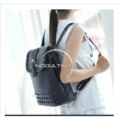 Ultimate Tas Ransel Wanita YM-266 - Black / Tas Sekolah Anak / Tas Cewek Backpack Korea Import