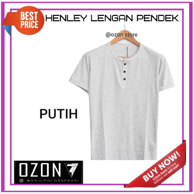 Promo Spesial Kaos kancing henley pendek polos FREE Gelang tali sepatu prusik paracord