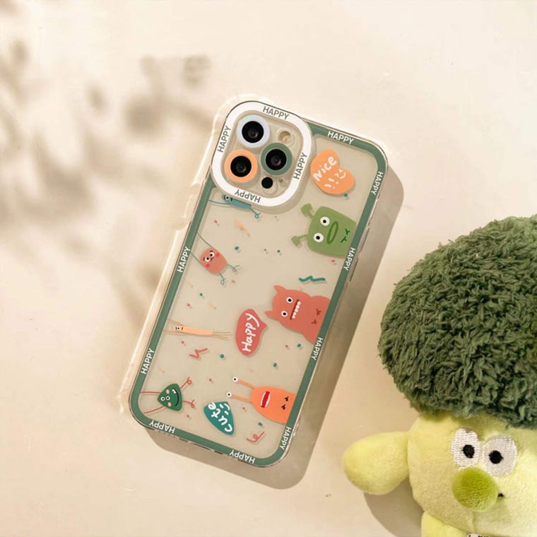 Soft Case Silikon TPU Transparan Motif Monster Untuk Iphone 12 13 SE 6 6S 7 8 Plus X XS XR 11 Pro Max