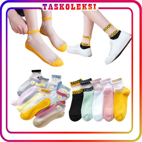 ☛TK☚  R179 KAOS KAKI GGSOX MODEL KEKINIAN KAOSKAKI ULTRA TIPIS TRANSPARAN LEMBUT BUNGA MURAH IMPORT R180