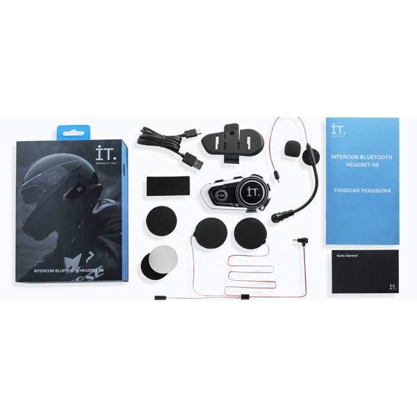 IT Intercom Bluetooth Headset R8 Mic Helm Motor Garansi Resmi-3