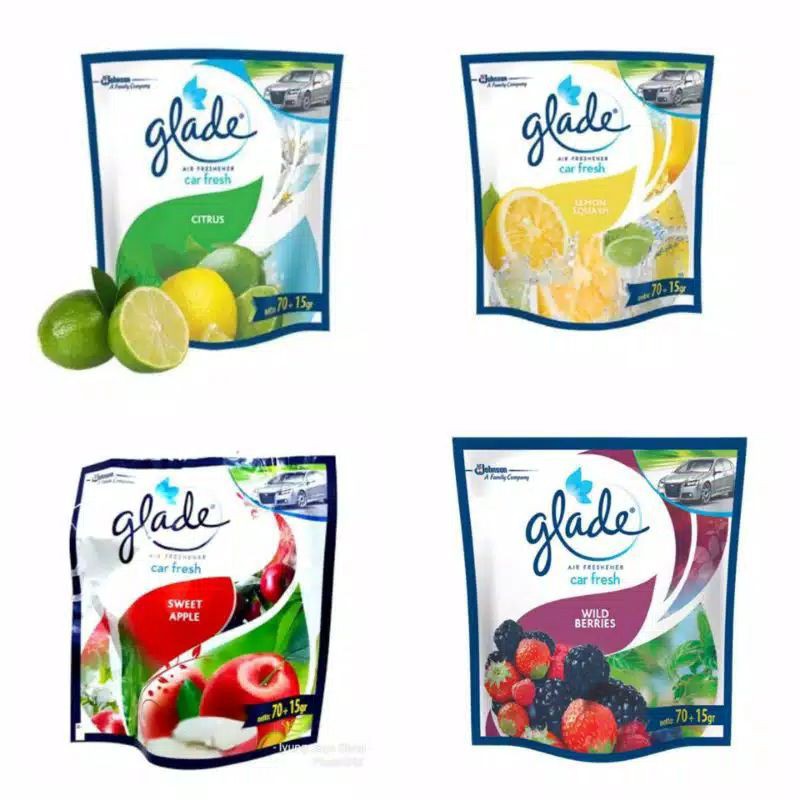 GLADE PENGHARUM MOBIL GANTUNG CAR FRESH / PEWANGI MOBIL / PARFUM MOBIL / CITRUS APPLE LEMON BERRIES