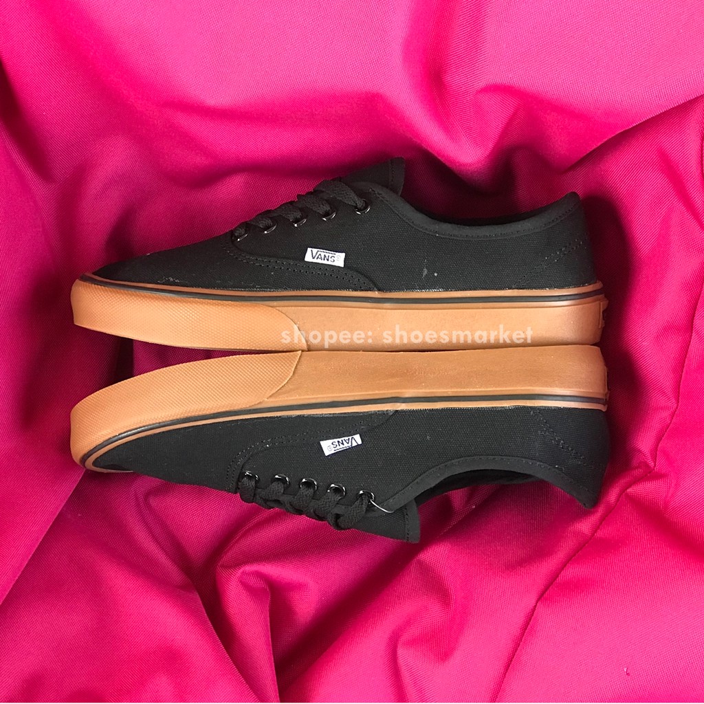 OBRAL SEPATU VANS AUTHENTIC BLACK GUM LIST HITAM