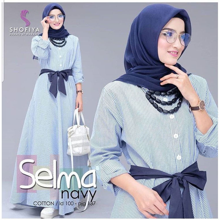 SELMA Baju  Cewek Maxi Dress  Kekinian Gamis Syari Murah 