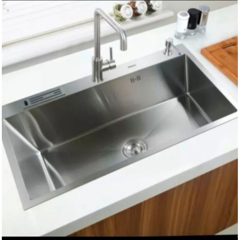 KITCHEN SINK 7545 STAINLESS THSINK LENGKAP KRAN TARIK/KITCHEN SET/THSINK 6045 STAINLESS MODEL BOLZAN