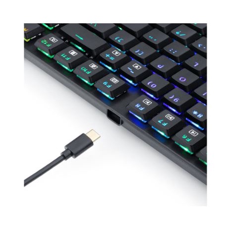 Keyboard gaming redragon mechanical wired usb type-c ultra low 87 keys k607rgb aps tkl k607 rgb k-607