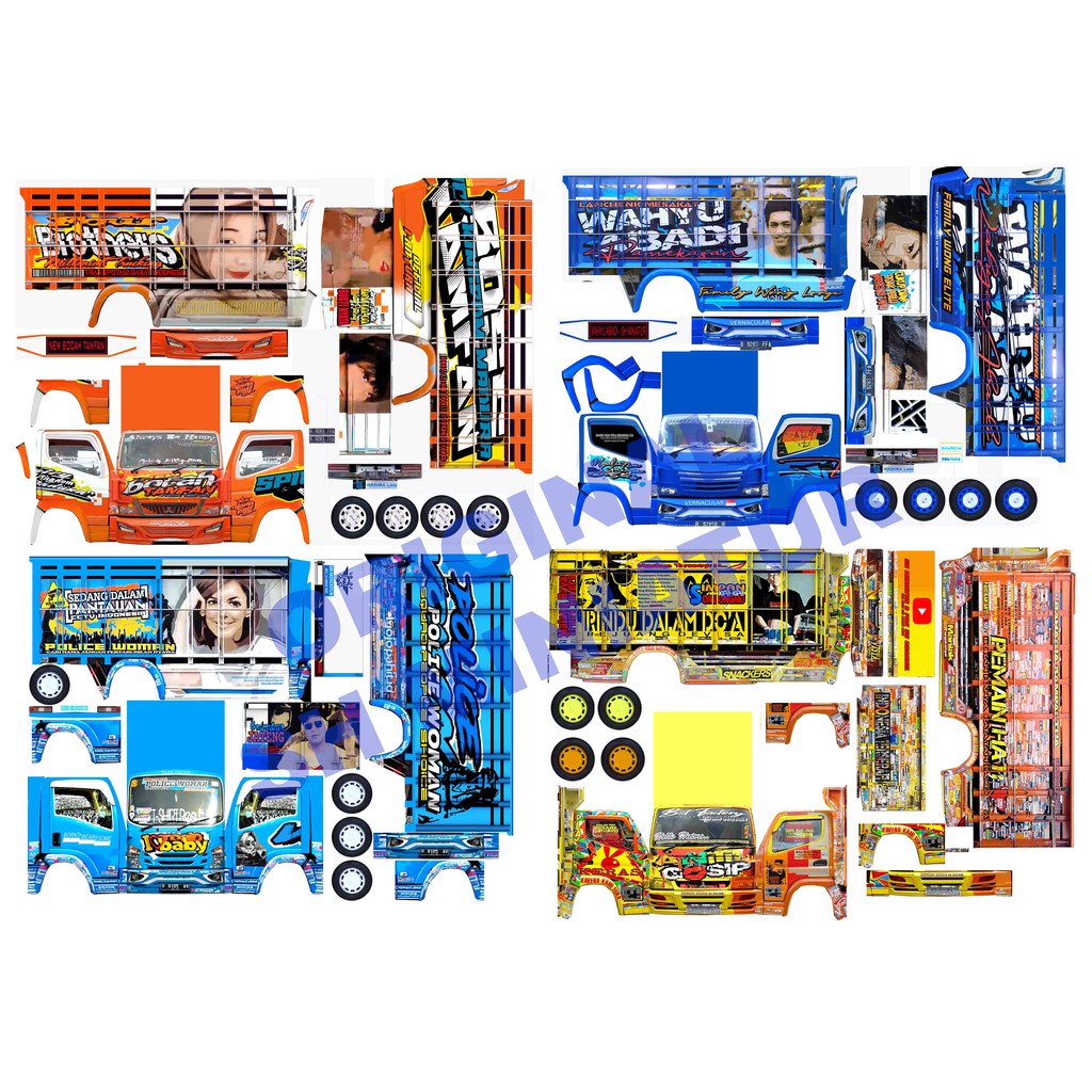 stiker miniatur truk oleng panjang 30cm