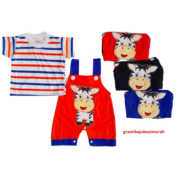 setelan baju bayi overall motif LITTLE 3-12 bulan