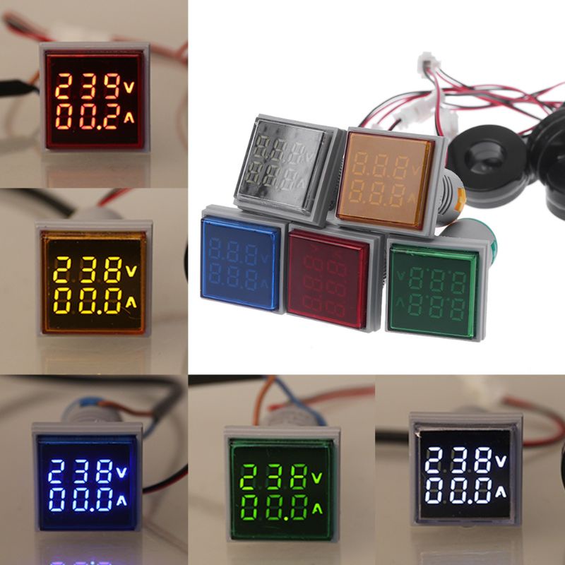 Gro Voltmeterammeter Digital Dengan Layar LED Bentuk Kotak