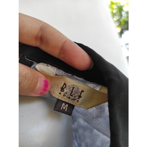 blus brokat biru muda pastel abu