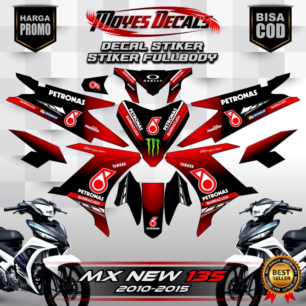 Stiker Fullbody Motor MX NEW 135 Petronas Custom SRT Warna Merah