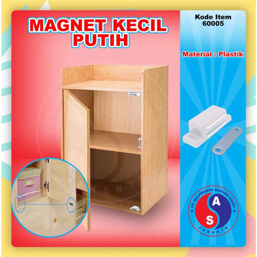 Magnet  Kotak persegi balok Kecil neodymium penahan Putih Lemari Pintu Kayu / Magnetic Catch / 60005